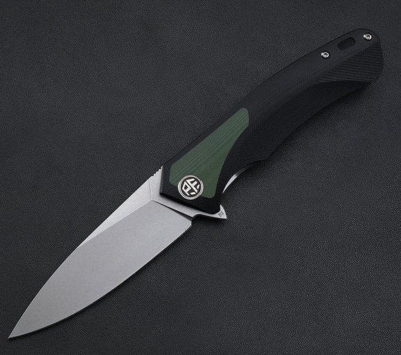 Petrified Fish Pub Folding Knife, D2 SW Blade, G10 Black/Green, 838GRW